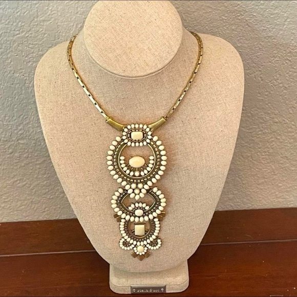 Stella & Dot Jewelry - Gold and White Stackable Gemstone Necklace